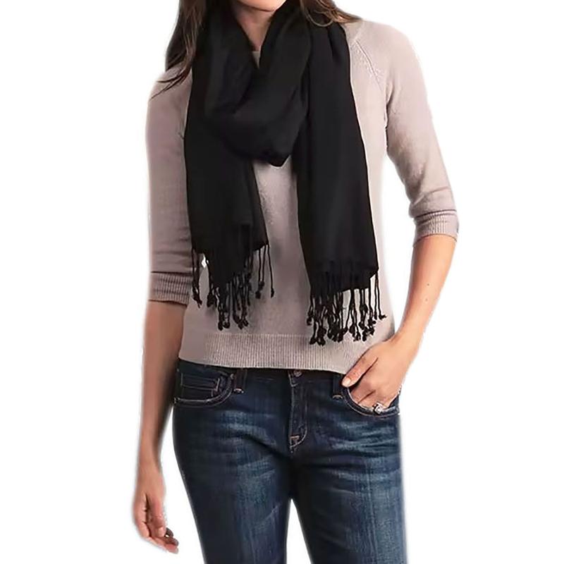 Pashmina Cachecol Scarf Xale Echarpe Lenço Longo Inverno Cor Preto